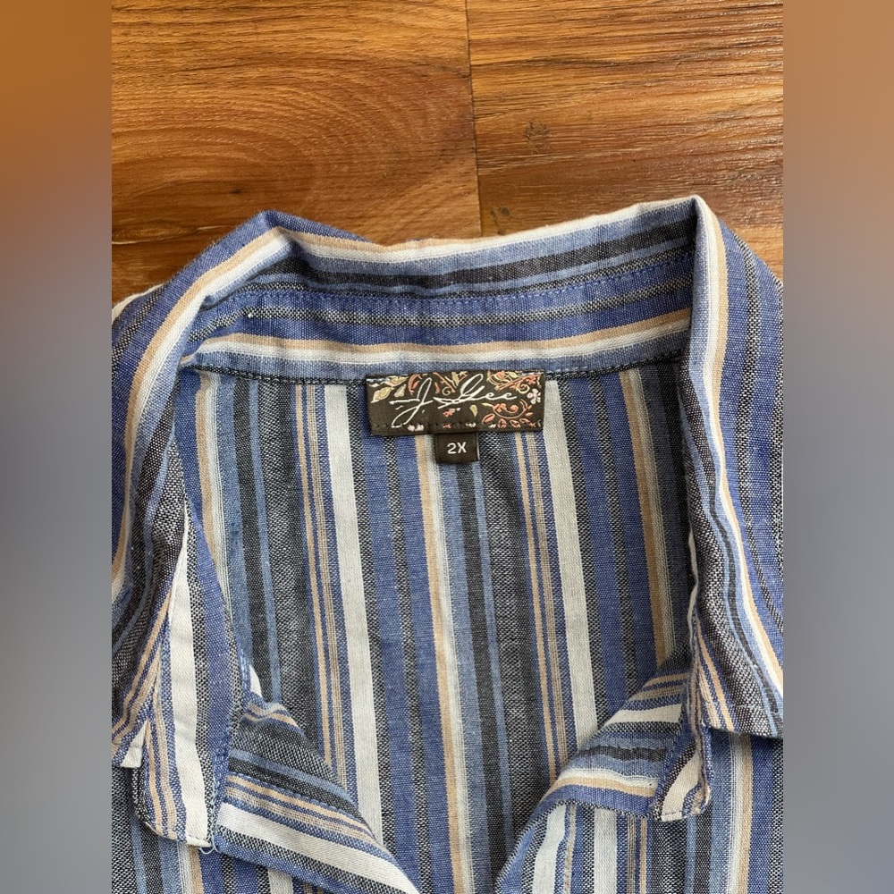 J Glee Stripped Linen Dress - Picture 5 of 5